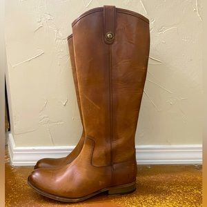 *NEW*Frye Melissa Inside Zip Leather Boots-Cognac- Women size 8